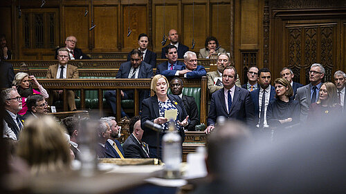 Zoe speaking in House of Commons chamber